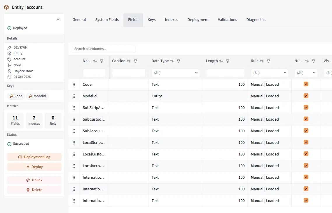 The low code data warehouse builder in Fundstream Data Manager.
